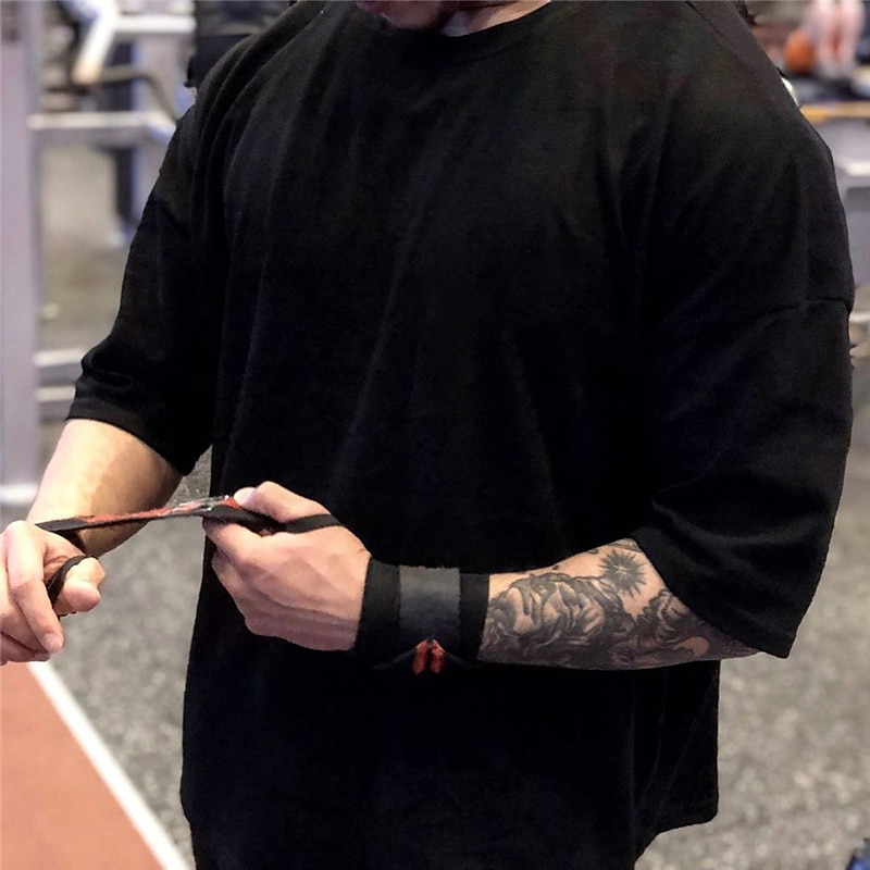 Voor heren Effen Gymshirt Trainingsshirt Hardloopshirt Zomer Lente Korte mouw Casual Sportief Katoen Sneldrogend Zacht Vochtregelerend Ademend Sportschooltraining Hardlopen Joggen Opleiding 2026 - $17.99 –P1