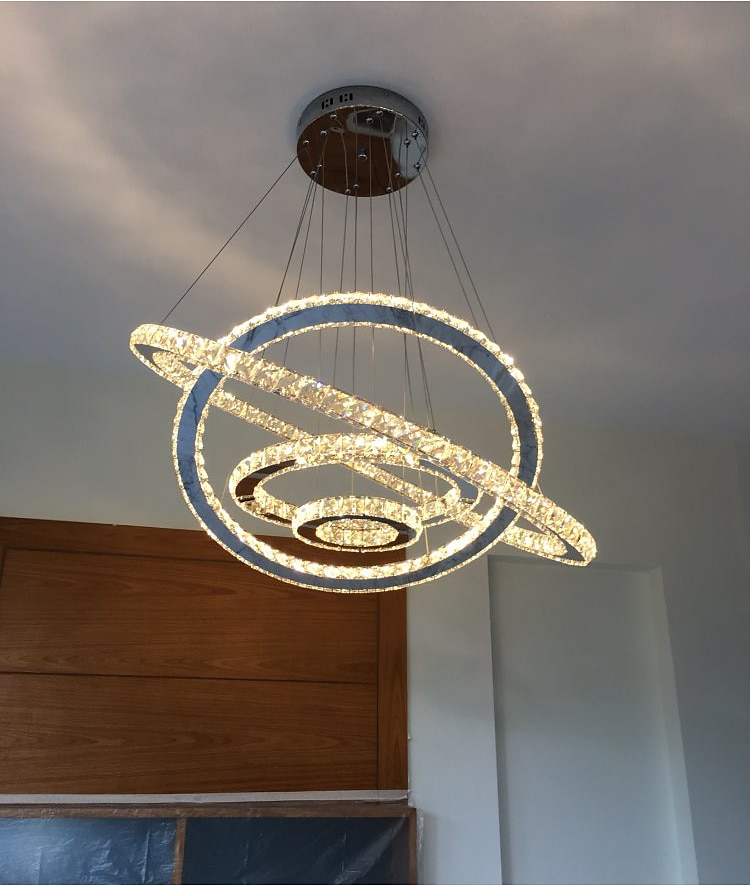 Lampadari di cristallo moderni con anello a led Lampadari di cristallo a forma di fai da te Lampada a sospensione per interni Lampada a sospensione a sospensione Lampadari a sospensione Lampade a del 2025 a $686.19 –P5