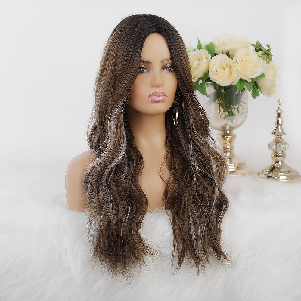 perruque synthétique résistante à la chaleur perruque partie centrale bouclée perruques blondes de longueur moyenne pour femmes pour la fête perruques de fête de noël de 2025 ? $18.99 –P15