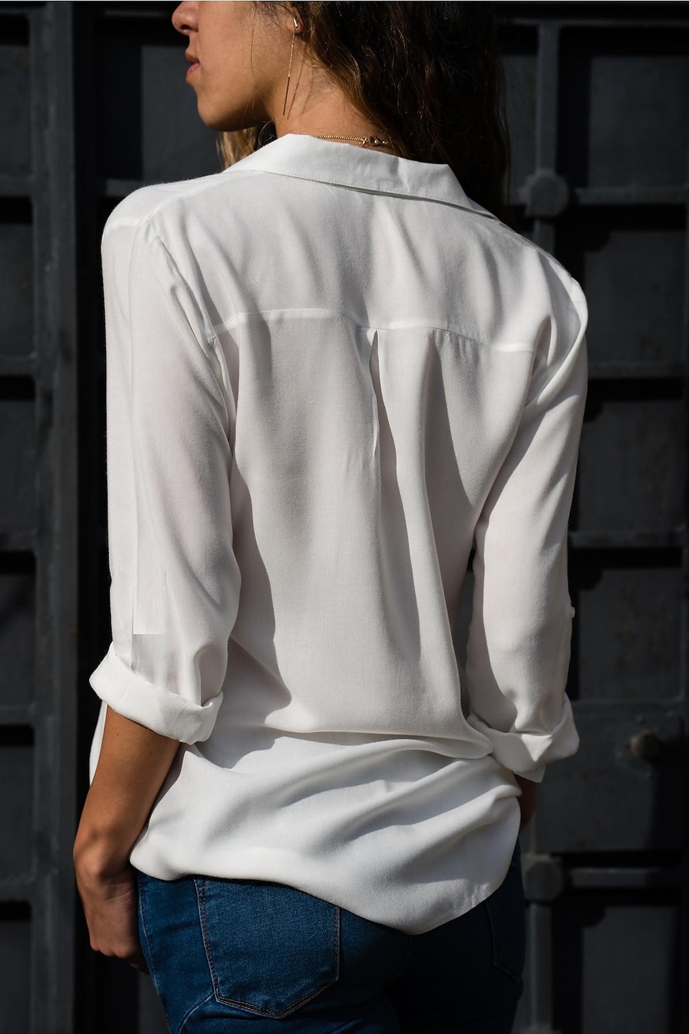 Per donna Camicia Blusa Nero Bianco Blu Liscio Manica lunga Ufficio Informale Colletto S del 2025 a $24.99 -P1