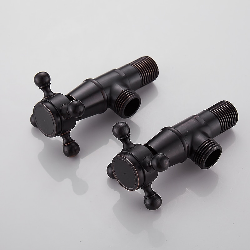 starožitný měděný trojúhelníkový ventil vyřezávaný retro zesílený teplý a studený trojúhelníkový ventil černý rohový ventil odolný proti výbuchu uzavírací ventil vody 1ks 2026 - $30.99 –P9