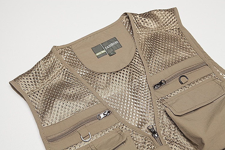 Men's Fishing Vest Hiking Vest Sleeveless V Neck Vest / Gilet Jacket Top Outdoor Breathable Quick Dry Multi Pockets Lightweight Polyester Army Green Khaki Dark Blue Fishing Climbing Camping / Hiking 2025 - $38.99 –P6