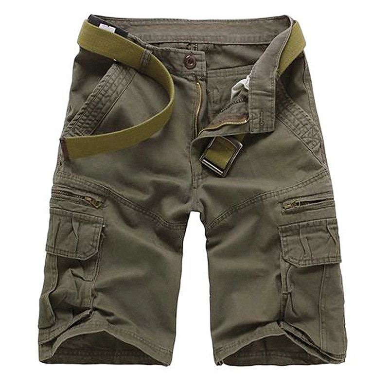 Hombre Pantalón Corto Cargo Pantalón corto Multi bolsillo Pierna recta Color sólido Comodidad Listo para vestir Longitud de la rodilla Exterior Diario Deportes Elegante Negro Verde Ejército 2026 - $38.99 –P9