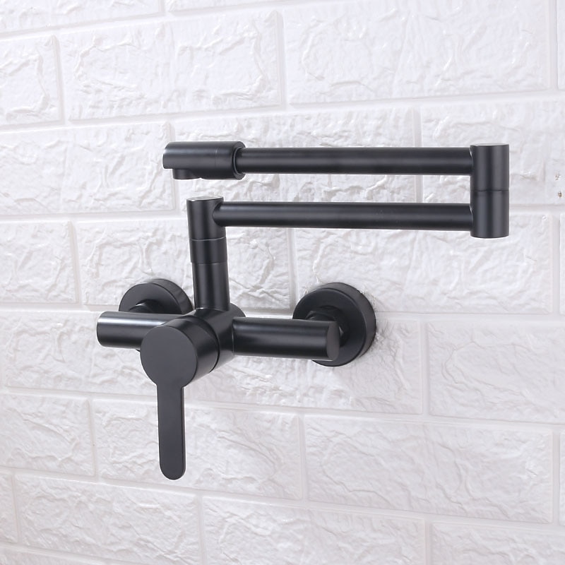 Torneira misturadora de pia de cozinha montada na parede, torneira de enchimento de panela dobrável, torneiras dobráveis de dois furos de alça única, acabamento galvanizado/pintado pull-out/pull-down/enchimento de panela montado na parede/latão de 2025 por $202.49 –P7