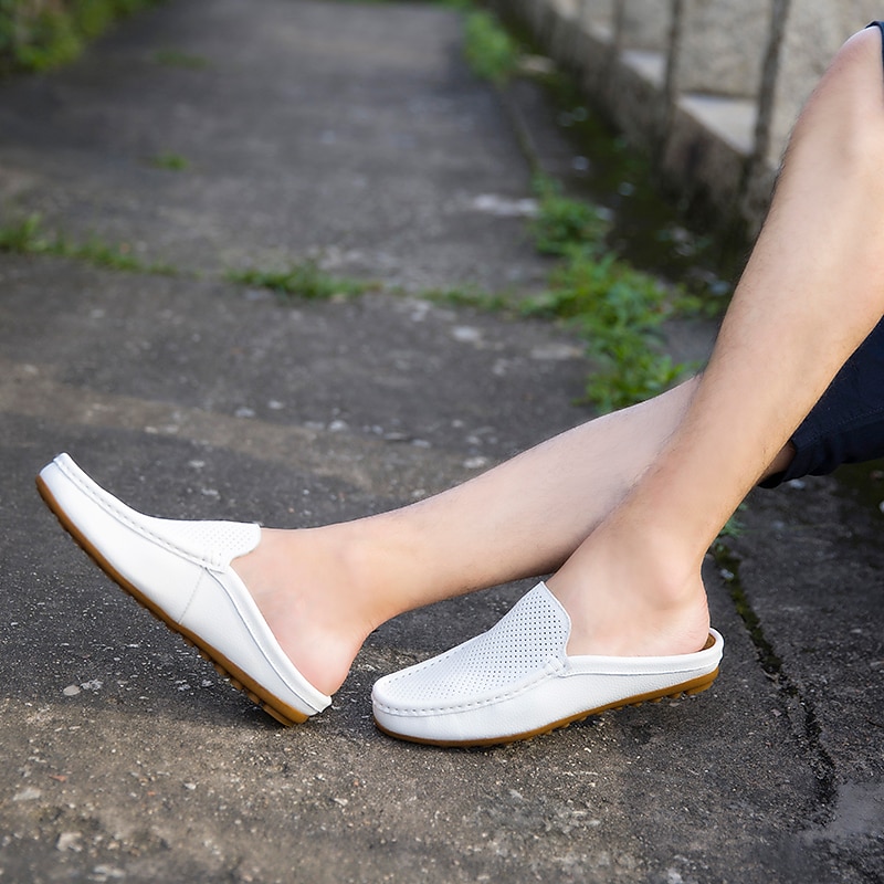 pánské bílé perforované slip-on mokasíny – pohodlné, prodyšné volnočasové boty pro každodenní nošení 2025 - $42.99 –P4