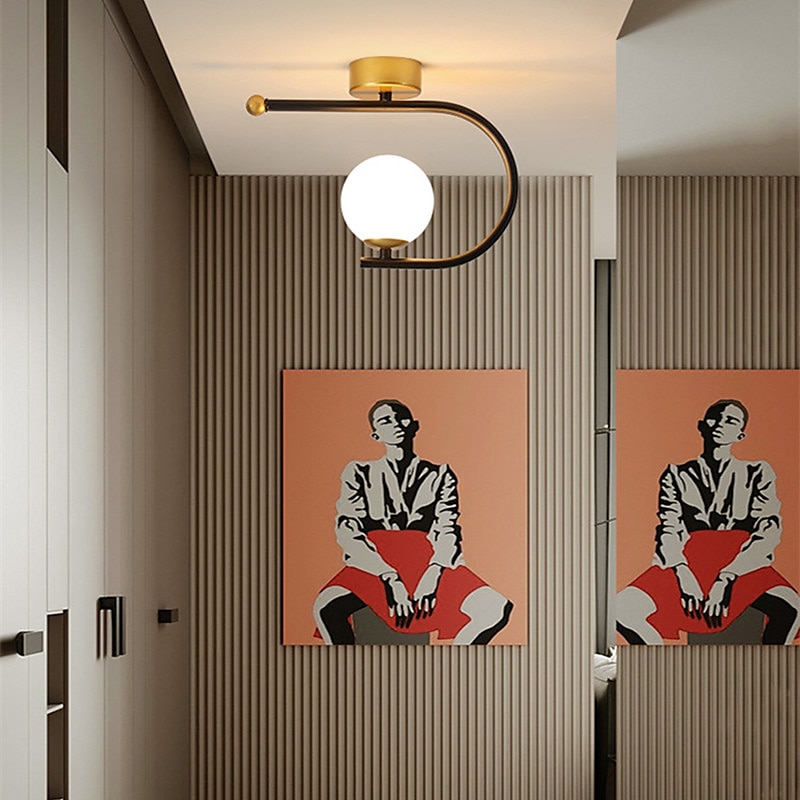 23 cm LED Ceiling Light Porch Light Corridor Lamp Black Gold Globe Design Nordic Geometric Shapes Flush Mount Lights Metal Artistic Style Globe Painted Finishes LED 220-240V 2025 - $126.99 –P2