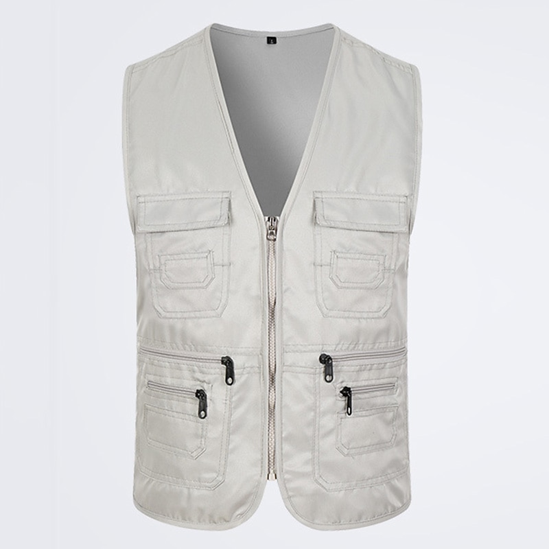 Men's Fishing Vest Military Tactical Vest Hiking Vest Sleeveless V Neck Vest / Gilet Jacket Top Outdoor Breathable Quick Dry Lightweight Multi Pockets Cotton Polyester Dark Grey Black Army Green 2025 - $17.49 –P7