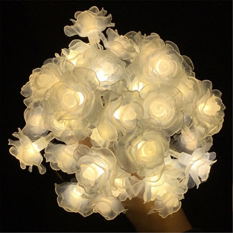 růžová řetězová světla, 1,5 m, 3 m, 6 m, 10/20/40 LED - teplá bílá vícebarevná dekorativní světla na baterie pro valentýnské svatby a novoroční venkovní párty 2025 - $7.99 –P1