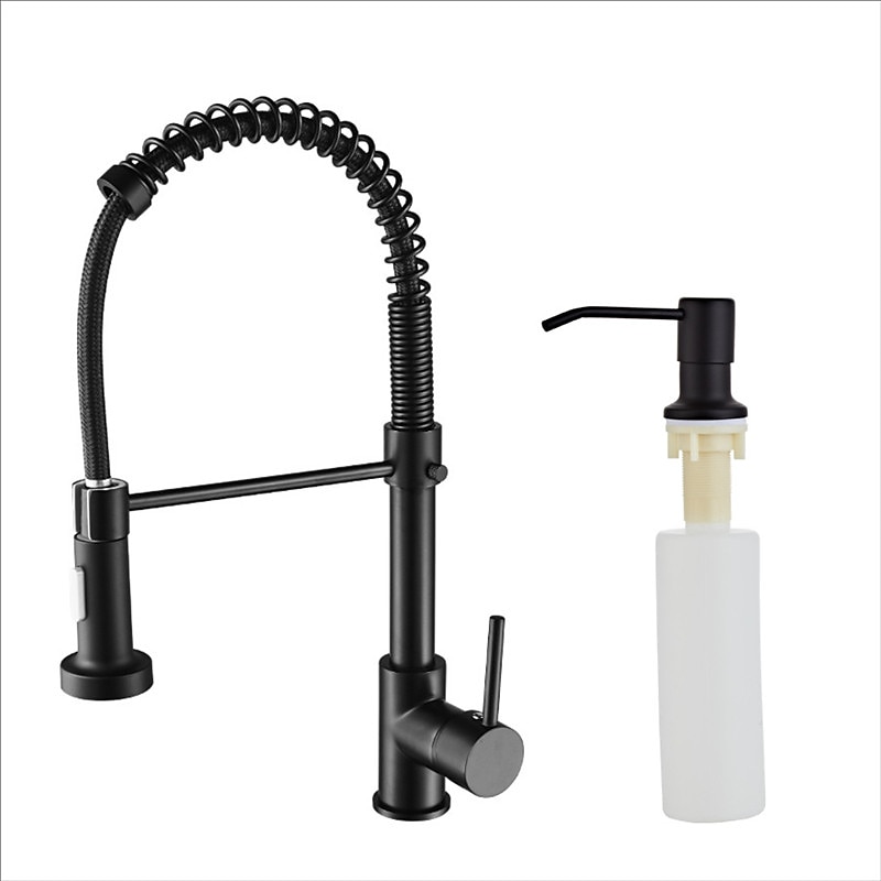 Kitchen Sink Mixer Faucet with Pull Down Sprayer, 360 swivel High Arc Single Handle Spring Kitchen Taps Deck Mounted, One Hole Brass Kitchen Sink Faucet Centerset Water Taps 2025 - $105.99 –P17