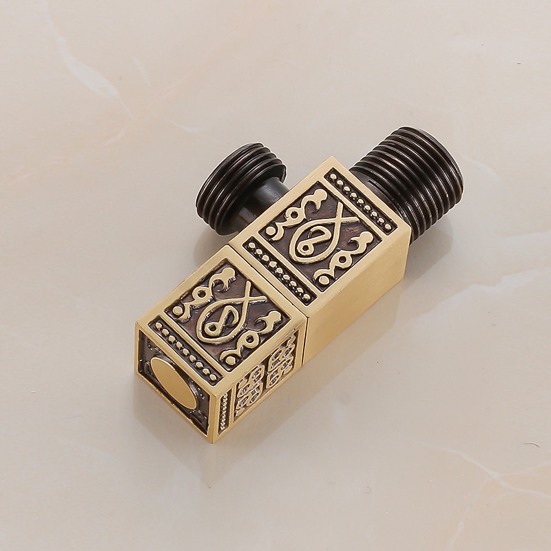 starožitný měděný trojúhelníkový ventil vyřezávaný retro zesílený teplý a studený trojúhelníkový ventil černý rohový ventil odolný proti výbuchu uzavírací ventil vody 1ks 2026 - $30.99 –P19