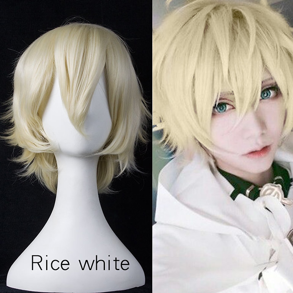Synthetic Short Wigs For Women White Purple Blue Blonde Yellow Black Red  Cosplay Wig Female High Temperature Fiber Halloween Wigs 2026 - $18.99 –P5