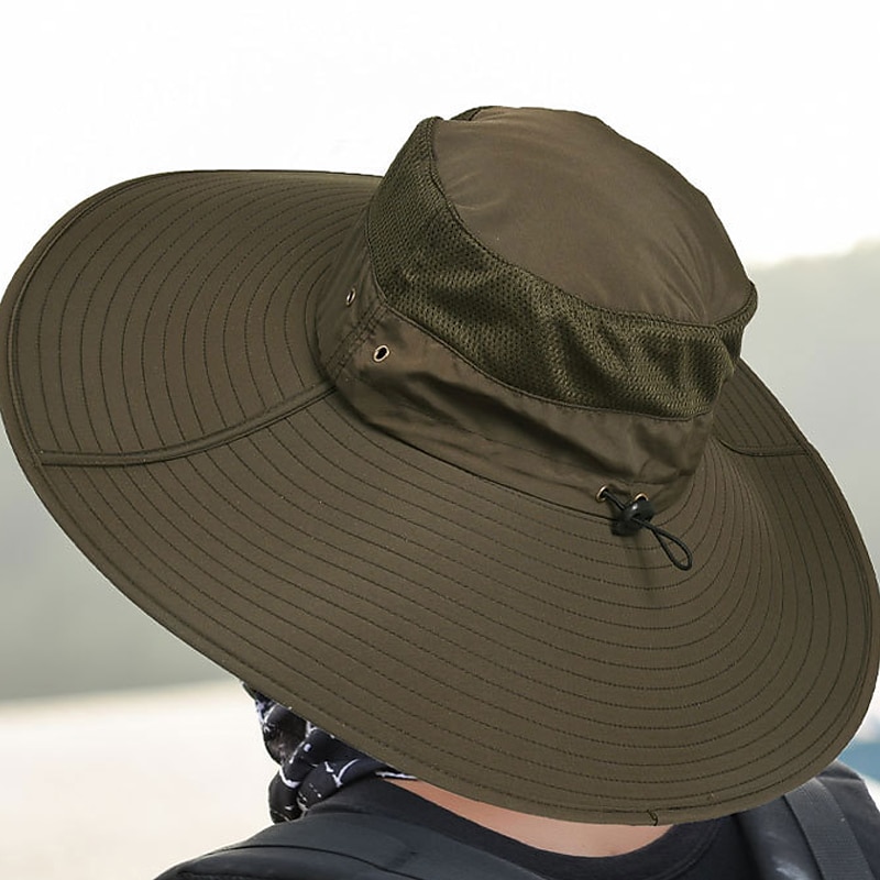 Hombre Gorro para el Sol Sombrero Bob Al aire libre Empacable UPF50+ Protección UV Secado rápido Primavera Verano Sombrero Malla Camping / Senderismo Caza Pesca Verde Ejército Gris Caqui 2025 - $11.59 –P1