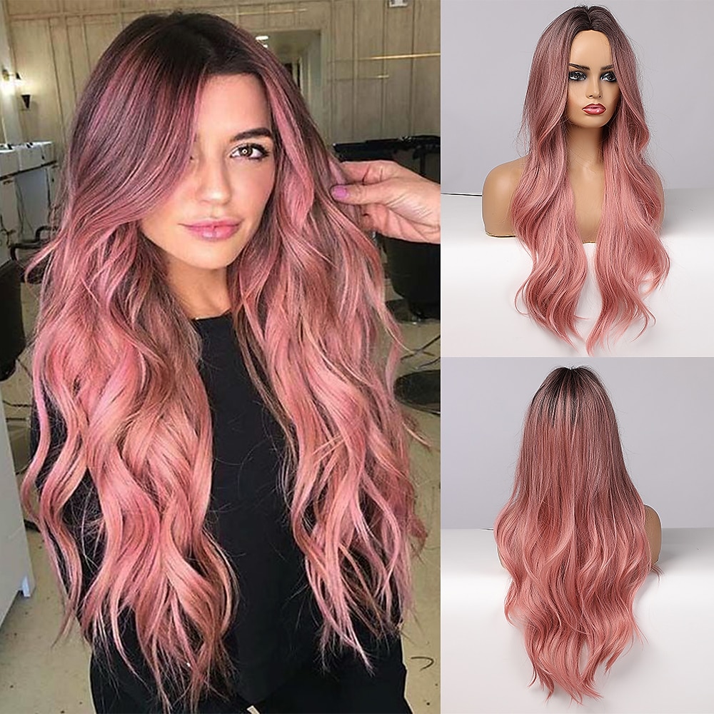perruque synthétique résistante à la chaleur perruque partie centrale bouclée perruques blondes de longueur moyenne pour femmes pour la fête perruques de fête de noël de 2025 ? $18.99 –P4