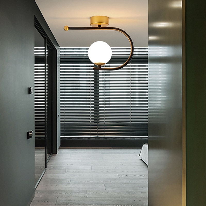 23 cm LED Ceiling Light Porch Light Corridor Lamp Black Gold Globe Design Nordic Geometric Shapes Flush Mount Lights Metal Artistic Style Globe Painted Finishes LED 220-240V 2025 - $126.99 –P7