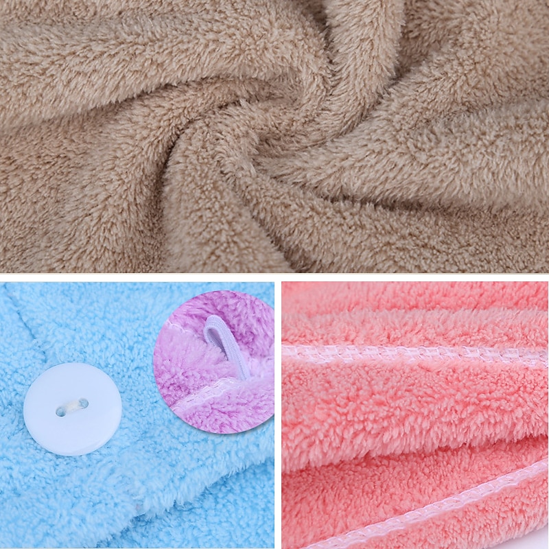 Toalha de cabelo de lã coral macia para banheiro, secagem rápida, cor sólida, confortável, diária, toalhas de banho para casa 1 peça de 2025 por $4.99 -P7