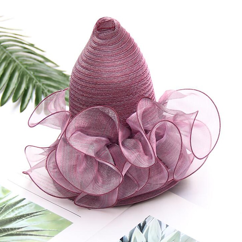 Cappelli Copricapi Cappelli di Paglia Cappello a Secchiello di Tulle Cappello di Paglia Cappello da Sole Casual Vacanze Melbourne Cup Cocktail Royal Ascot Stile Vintage Con Applicazioni Ruching del 2025 a $35.99 –P1