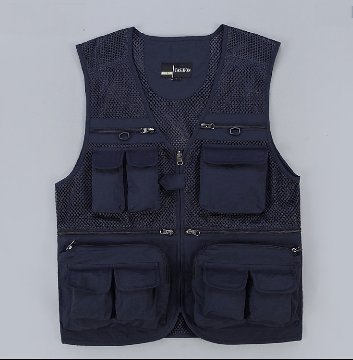 Men's Fishing Vest Hiking Vest Sleeveless V Neck Vest / Gilet Jacket Top Outdoor Breathable Quick Dry Multi Pockets Lightweight Polyester Army Green Khaki Dark Blue Fishing Climbing Camping / Hiking 2025 - $38.99 –P3