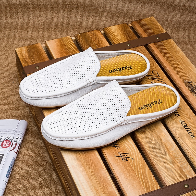 pánské bílé perforované slip-on mokasíny – pohodlné, prodyšné volnočasové boty pro každodenní nošení 2025 - $42.99 –P1