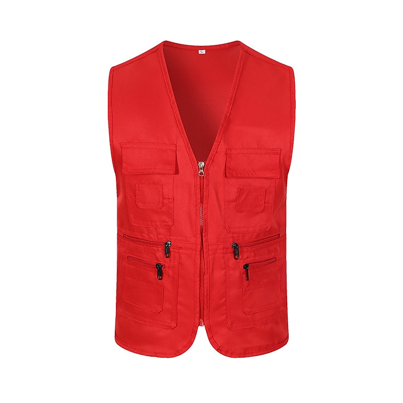 Men's Fishing Vest Military Tactical Vest Hiking Vest Sleeveless V Neck Vest / Gilet Jacket Top Outdoor Breathable Quick Dry Lightweight Multi Pockets Cotton Polyester Dark Grey Black Army Green 2025 - $17.49 –P1