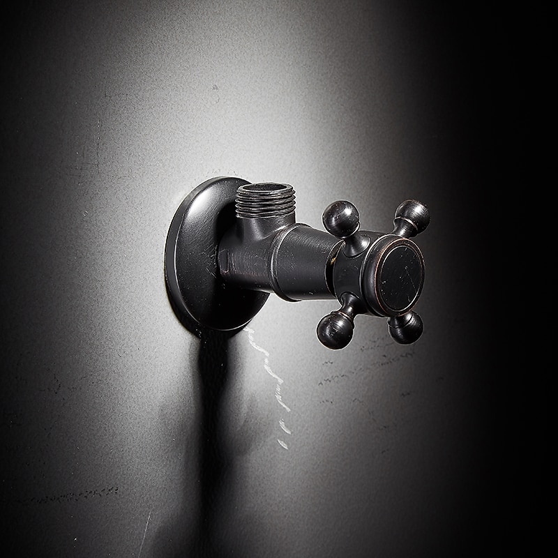 starožitný měděný trojúhelníkový ventil vyřezávaný retro zesílený teplý a studený trojúhelníkový ventil černý rohový ventil odolný proti výbuchu uzavírací ventil vody 1ks 2026 - $30.99 –P1
