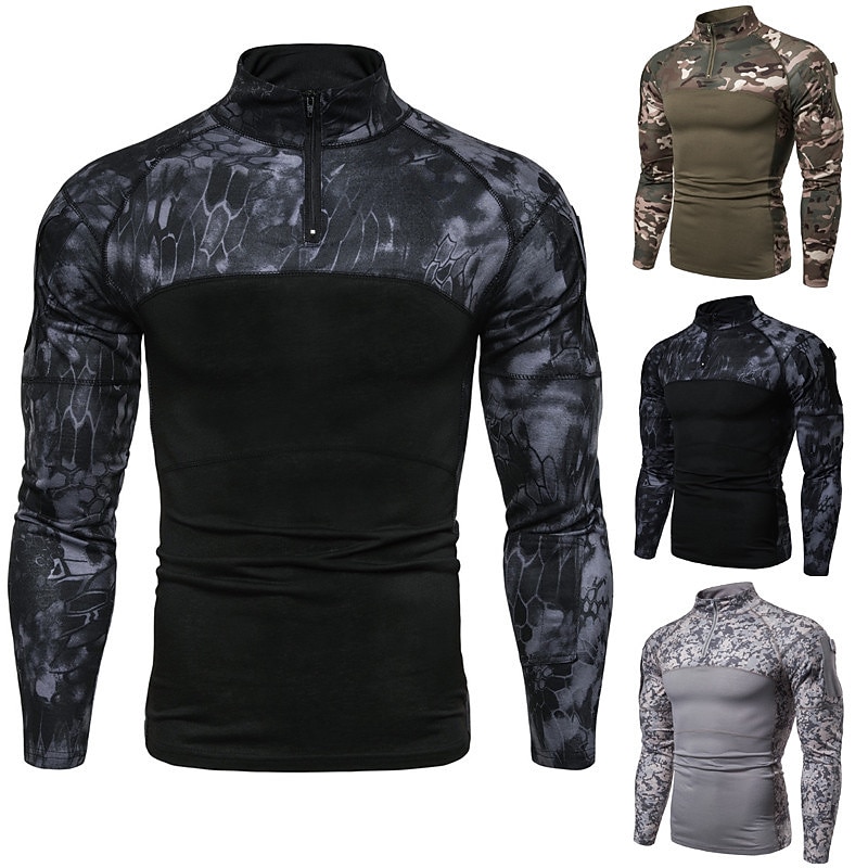 Herr Stridskjorta Jakt-T-shirt med kamouflagemönster Taktisk militärskjorta Kamouflage Långärmad Utomhus Vår Höst Snabb tork Svettavvisande Bekväm Andningsfunktion Överdelar Polyester Camping 2025 - $18.49 –P2