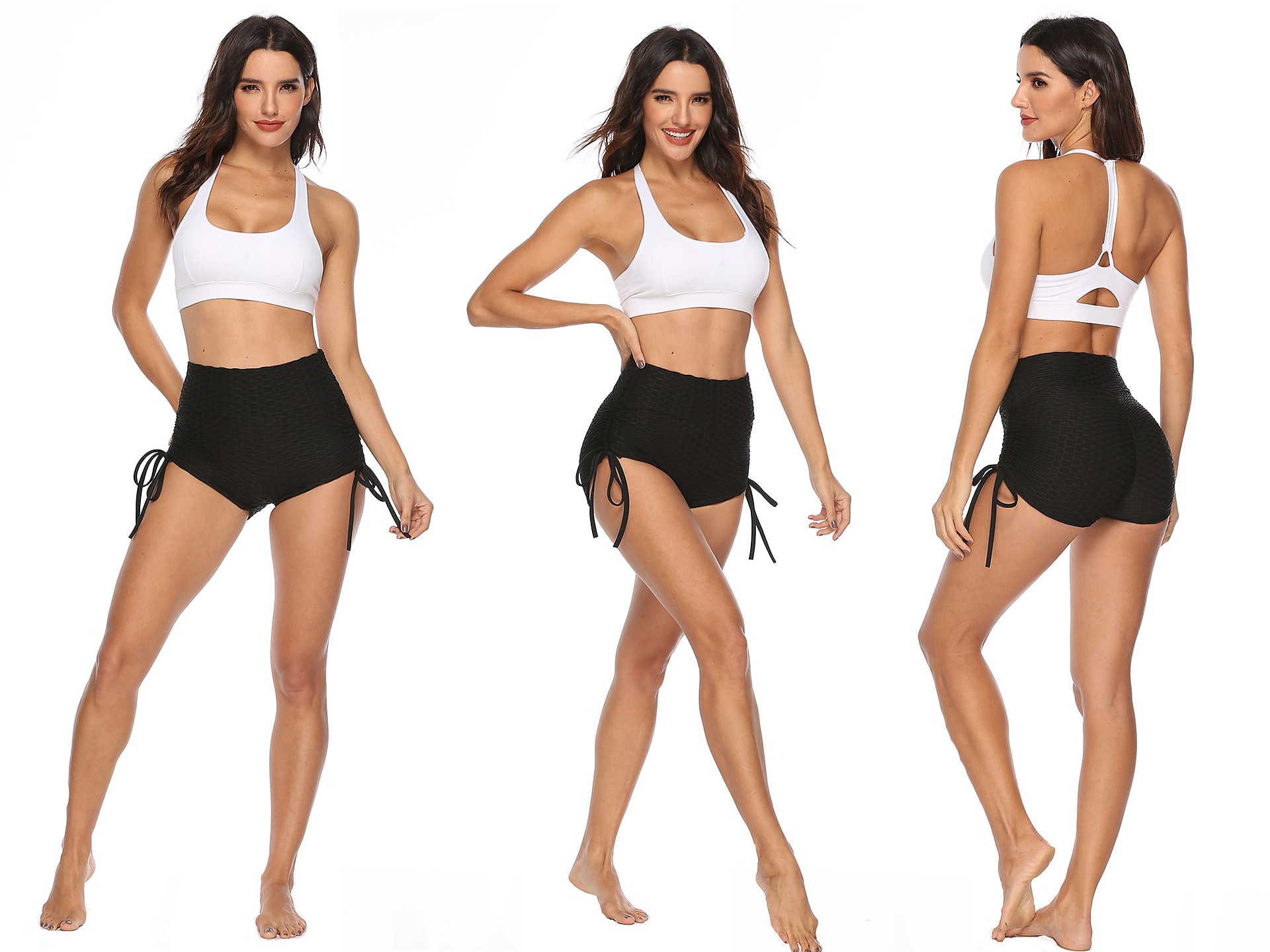 Women's Gym Shorts Yoga Shorts Scrunch Butt Tummy Control Butt Lift High Waist Yoga Fitness Gym Workout Shorts Black Yellow Red Spandex Sports Activewear Stretchy 2025 - $10.39 –P2
