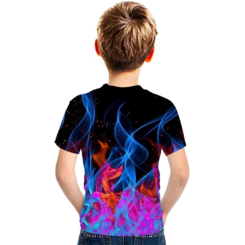 barn pojkar 3d yrsel t-shirt kortärmad regnbåge optisk illusion färgblock 3d-tryck blå lila svart barn toppar sommar basic streetwear sport 2025 - $11.99 –P6