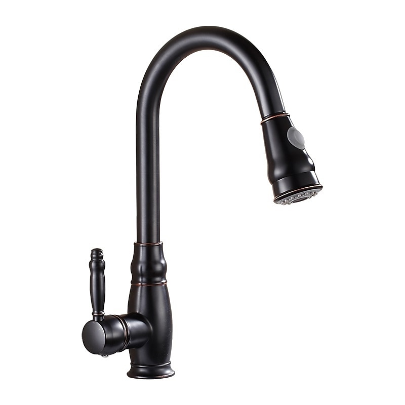 Küchenspülen-Mischbatterie mit ausziehbarem Sprüher, Hochlichtbogen-Messing, Silber / Kaffee, Einhand-Einloch, ölgeriebene Bronze, herunterziehbare hohe Küchenarmaturen mit Warm- und Kaltwasserschlauch 2025 - $161.99 –P8