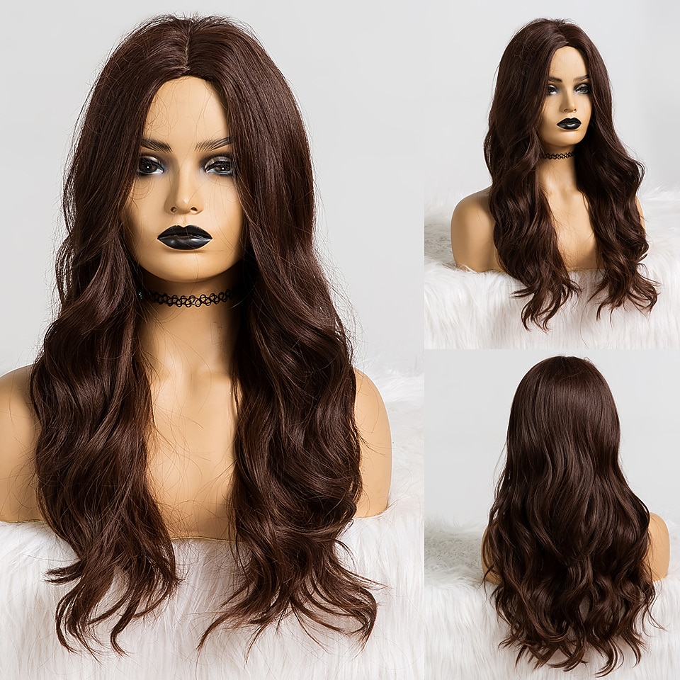 synthetische pruik golvend middelste stuk pruik lang a24 synthetisch haar dames zacht party makkelijk mee te nemen blond roze zwart barbiecore pruiken 2025 - $28.99 –P2