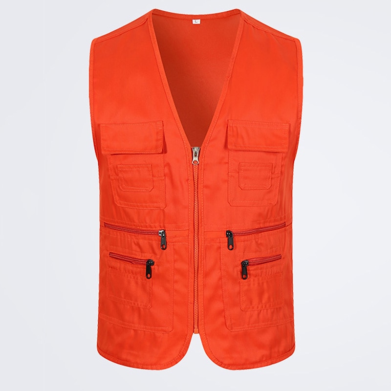 Men's Fishing Vest Military Tactical Vest Hiking Vest Sleeveless V Neck Vest / Gilet Jacket Top Outdoor Breathable Quick Dry Lightweight Multi Pockets Cotton Polyester Dark Grey Black Army Green 2025 - $17.49 –P4