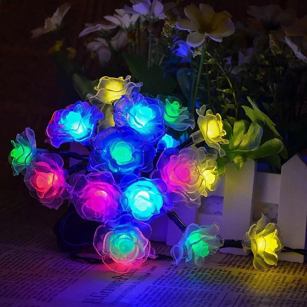 růžová řetězová světla, 1,5 m, 3 m, 6 m, 10/20/40 LED - teplá bílá vícebarevná dekorativní světla na baterie pro valentýnské svatby a novoroční venkovní párty 2025 - $7.99 –P5
