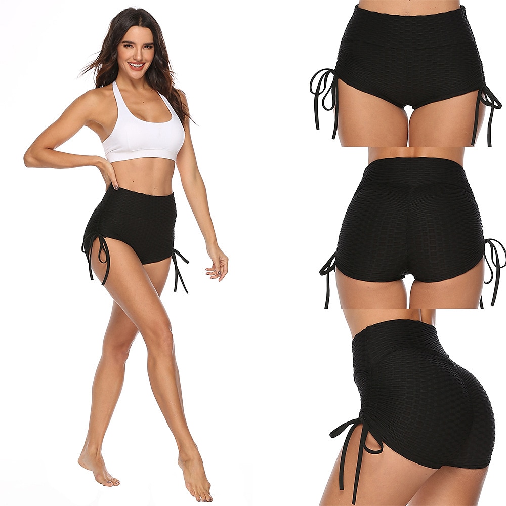 Women's Gym Shorts Yoga Shorts Scrunch Butt Tummy Control Butt Lift High Waist Yoga Fitness Gym Workout Shorts Black Yellow Red Spandex Sports Activewear Stretchy 2025 - $10.39 –P1