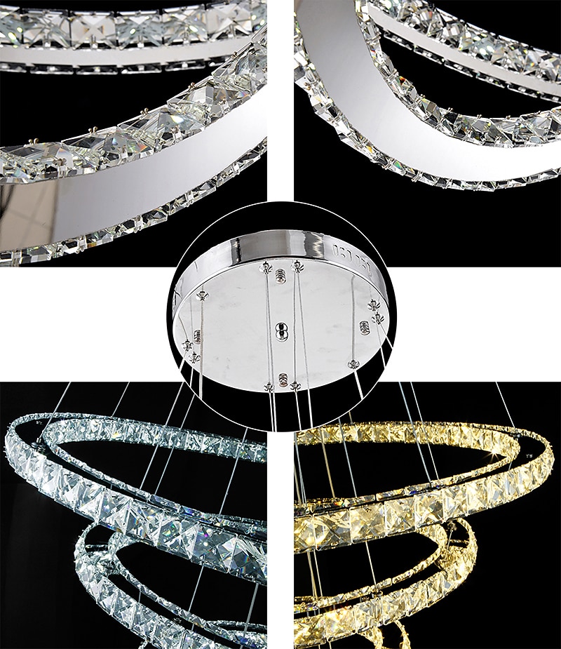Lampadari di cristallo moderni con anello a led Lampadari di cristallo a forma di fai da te Lampada a sospensione per interni Lampada a sospensione a sospensione Lampadari a sospensione Lampade a del 2025 a $686.19 –P6