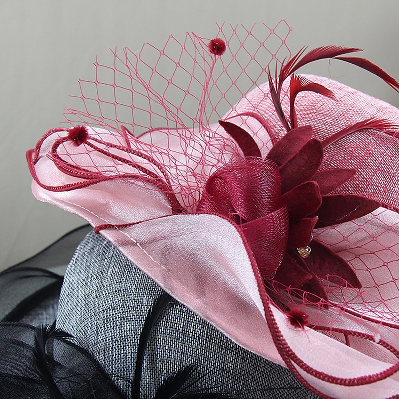 Hats Headwear Straw Hats Tulle Linen / Blend Bucket Hat Straw Hat Sun Hat Casual Holiday Kentucky Derby Melbourne Cup Vintage Style Elegant With Feather Appliques Headpiece Headwear Race Day Dress 2025 - $35.99 –P1