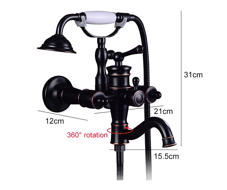 Shower Faucet Set Rainfall Shower Vintage Style Electroplated Mount Outside Ceramic Valve Bath Shower Mixer Taps / Brass / Two Handles Two Holes 2025 - $242.99 –P1