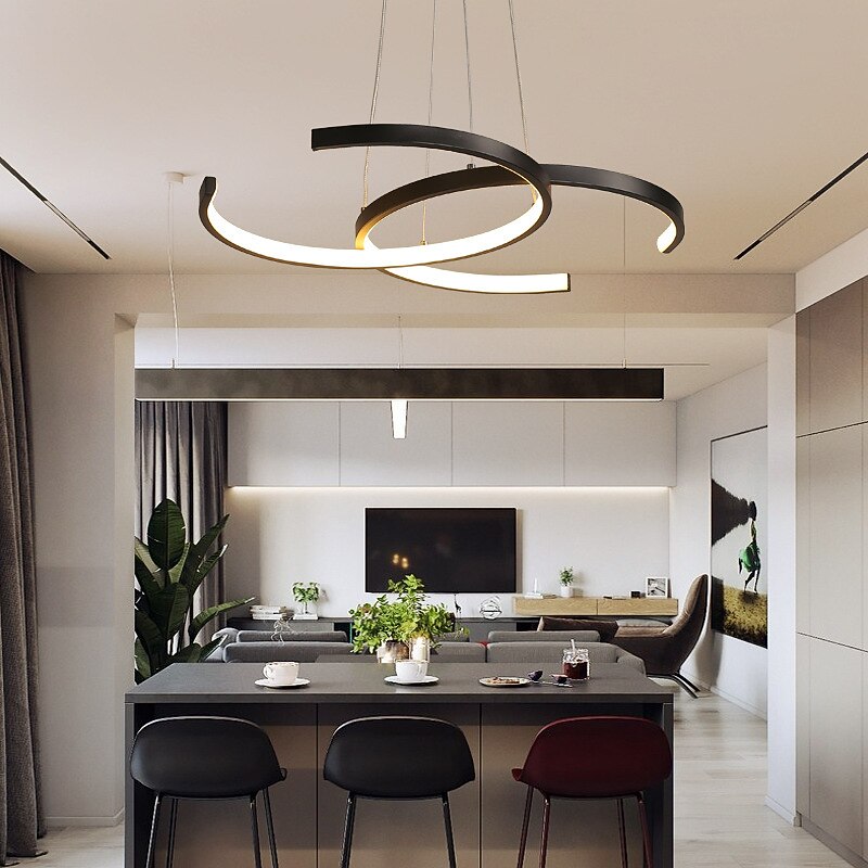55cm led dimmerabile lampadario nordico nero oro lampadario alluminio sputnik finiture verniciate led stile nordico 220-240v del 2025 a $399.99 –P1