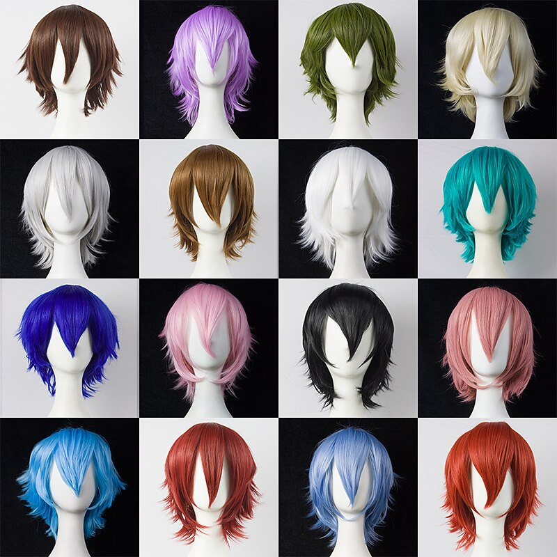 Synthetic Short Wigs For Women White Purple Blue Blonde Yellow Black Red  Cosplay Wig Female High Temperature Fiber Halloween Wigs 2026 - $18.99 –P3
