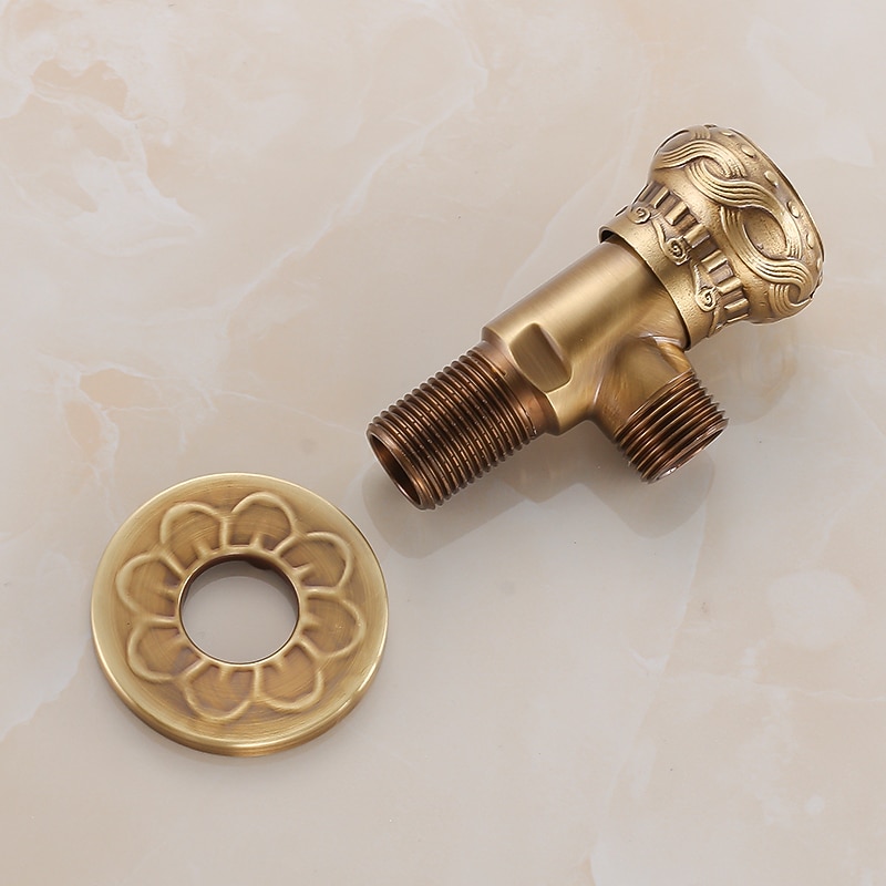 starožitný měděný trojúhelníkový ventil vyřezávaný retro zesílený teplý a studený trojúhelníkový ventil černý rohový ventil odolný proti výbuchu uzavírací ventil vody 1ks 2026 - $30.99 –P14