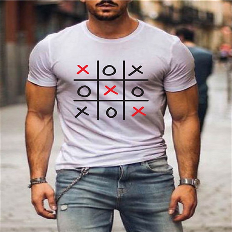 Homens Letra Camisa Social Camiseta Algodão Manga Curta Gráfico Camisa Preto / Vermelho Branco Vermelho Camiseta confortável Rua Esportes Roupas de estilistas de 2025 por $15.99 –P3