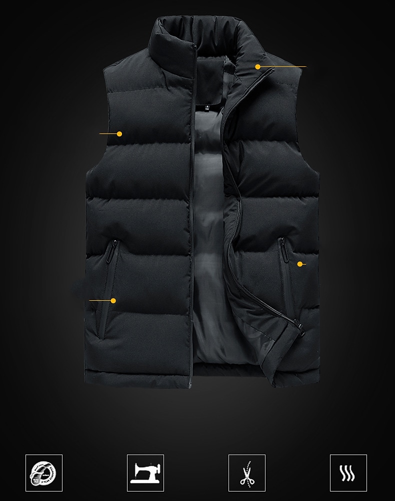 2026年 男性用 パファーベスト フォーマル レギュラー カジュアル 保温 高通気性 冬 秋 純色 ブルー ブラック ルビーレッド パファージャケット  コレクション – $22.99 –P7