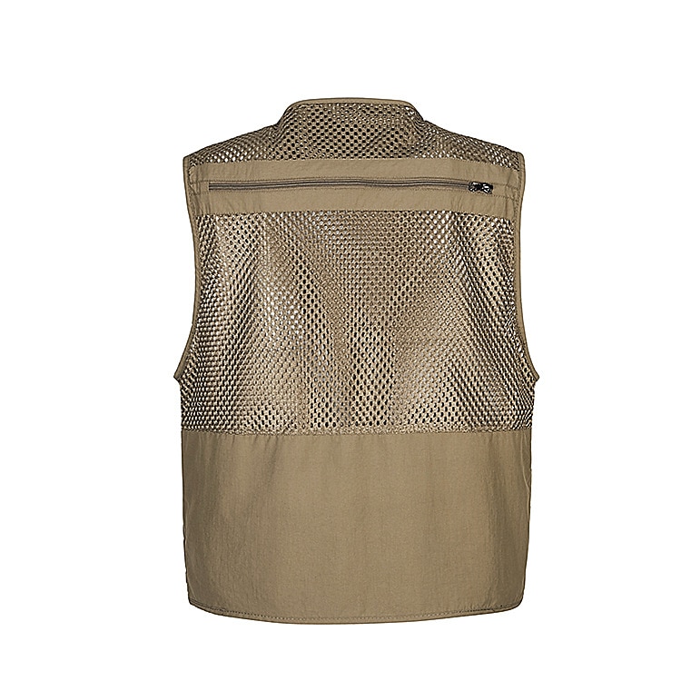 Men's Fishing Vest Hiking Vest Sleeveless V Neck Vest / Gilet Jacket Top Outdoor Breathable Quick Dry Multi Pockets Lightweight Polyester Army Green Khaki Dark Blue Fishing Climbing Camping / Hiking 2025 - $38.99 –P5