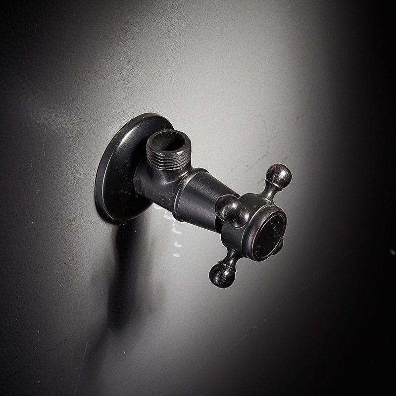 starožitný měděný trojúhelníkový ventil vyřezávaný retro zesílený teplý a studený trojúhelníkový ventil černý rohový ventil odolný proti výbuchu uzavírací ventil vody 1ks 2026 - $30.99 –P6