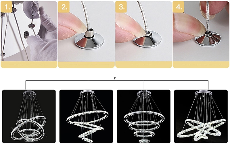 moderne led ring kristallen kroonluchters diy vorm indoor hanglamp lamp opknoping kroonluchter verlichting verlichting cristal schorsingen lampen 2025 - $686.19 –P7