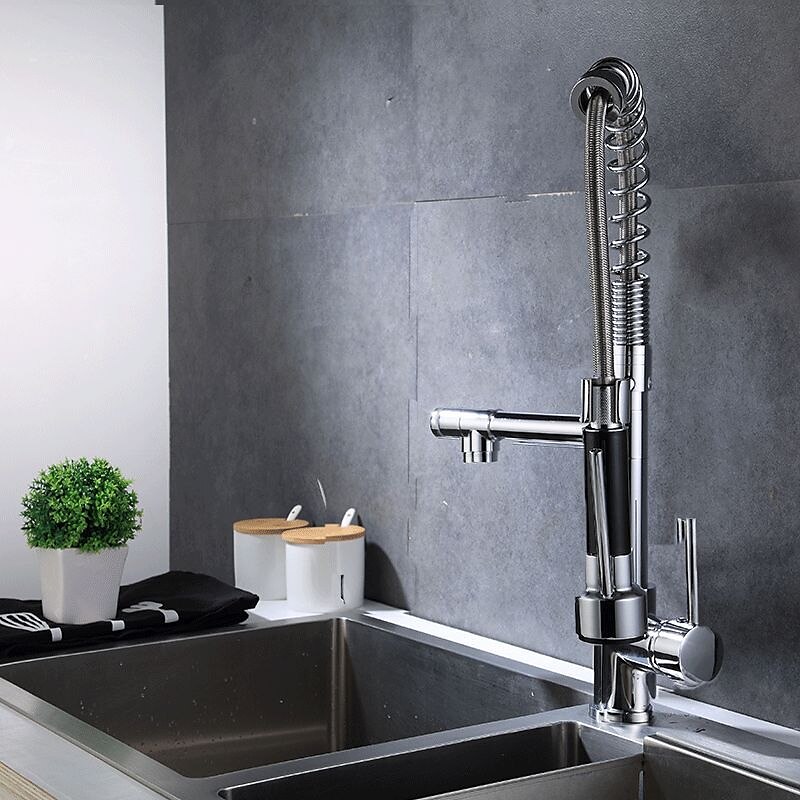Rubinetto da cucina - Una manopola Due fori Cromo Estraibile A 3 fori Moderno Kitchen Taps del 2025 a $145.99 –P4