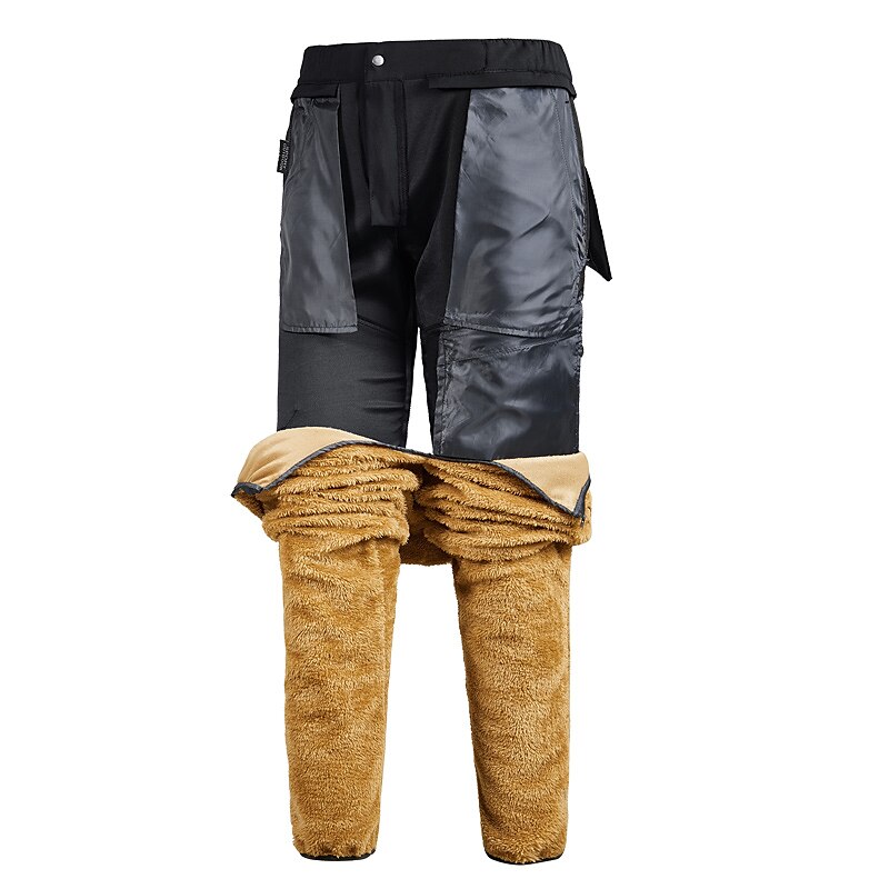 Herren Wasserdichte Wanderhose Fleece-gefütterte Hose Softshellhosen Winter Außen Regular Fit warm Fleece-Futter Abnehmbares Vlies Atmungsaktiv Hosen / Regenhose Unten Dunkelgrau Schwarz / Orange 2025 - $55.99 –P14
