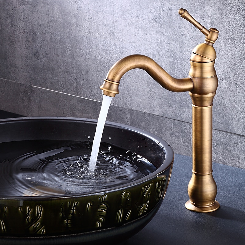 Bathroom Sink Mixer Faucet Deck Mounted, 360 Swivel Washroom Basin Taps Single Handle Rose One Hole Electroplated Faucet with Hot and Cold Water Gold/Black/Brushed Gold/Brass/Rustic Nickel 2025 - $97.99 –P5