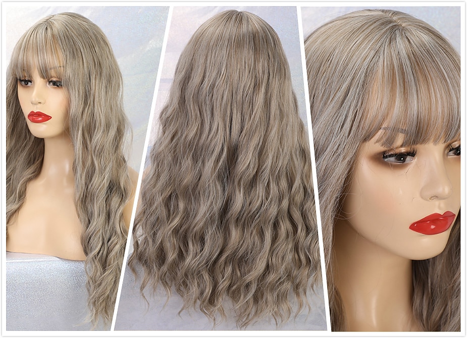 Blond paruky pro ženy syntetická paruka hluboká vlnitá úhledná třásňová paruka střední délka syntetické vlasy pro ženy cosplay párty móda blond halloween paruky 2025 - $22.99 –P8