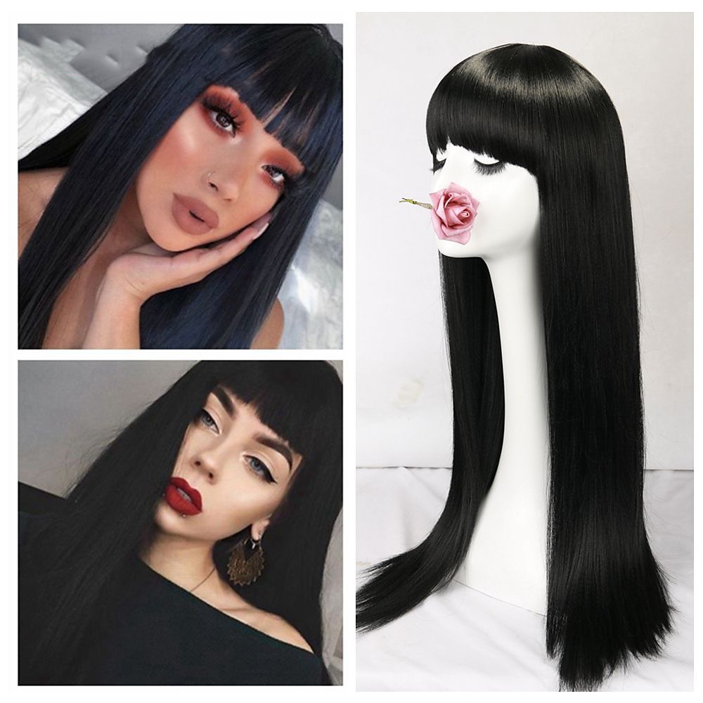 Parrucche blu per donne parrucca sintetica diritta naturale parrucca con parte centrale lunghezza media A15 A16 A17 A18 A19 capelli sintetici parrucche fashion cosplay blu bianche di Halloween del 2025 a $28.99 –P19