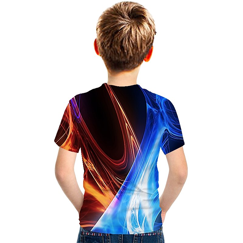 barn pojkar 3d yrsel t-shirt kortärmad regnbåge optisk illusion färgblock 3d-tryck blå lila svart barn toppar sommar basic streetwear sport 2025 - $11.99 –P11