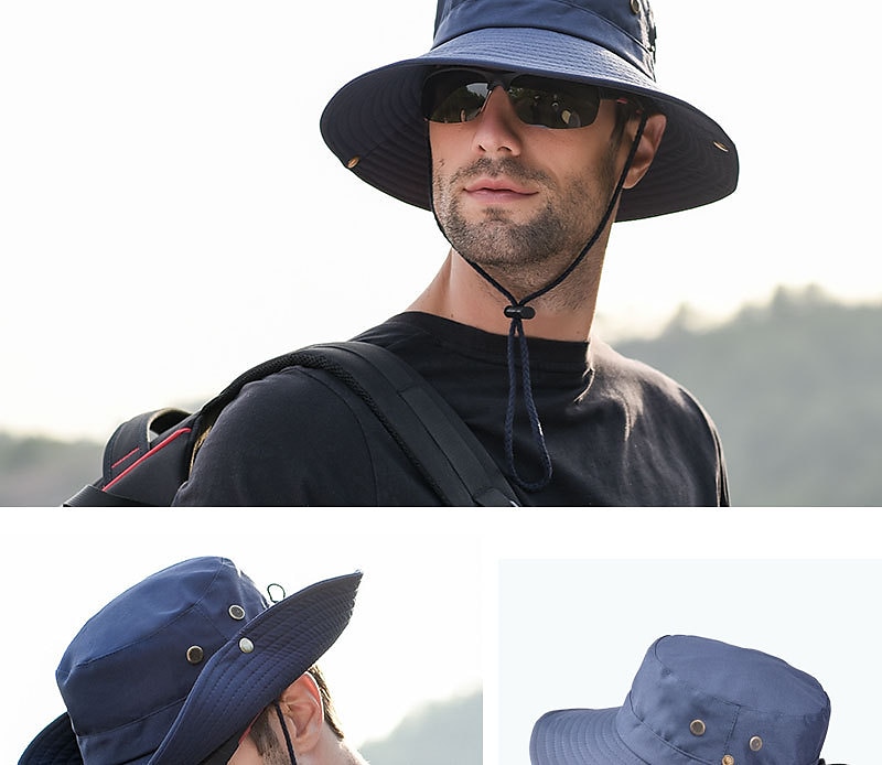 Hombre Gorro para el Sol Sombrero Bob Al aire libre Empacable UPF50+ Protección UV Secado rápido Primavera Verano Sombrero Malla Camping / Senderismo Caza Pesca Verde Ejército Gris Caqui 2025 - $11.59 –P13